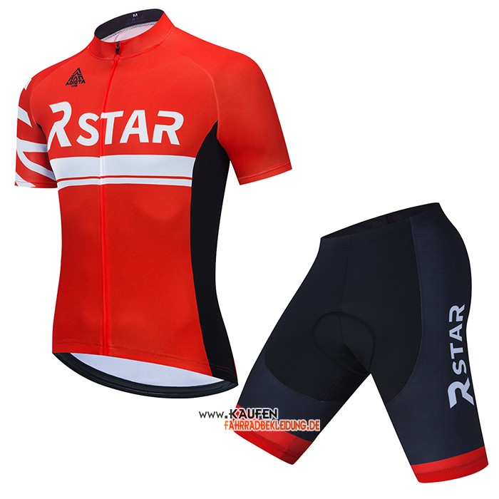 R Star Kurzarmtrikot 2021 und Kurze Tragerhose Shwarz Rot(2)